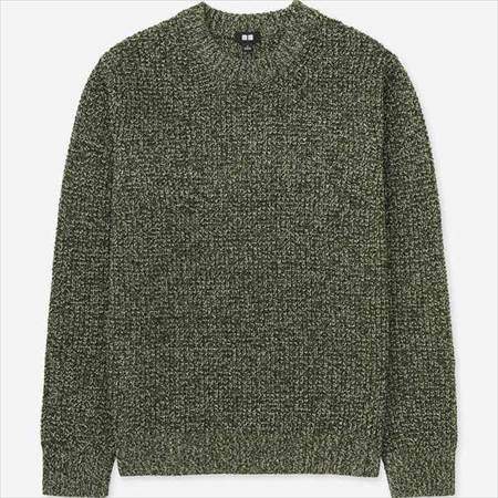 シンプルで高級感があるユニクロのワッフルクルーネックセーター ろんぶり