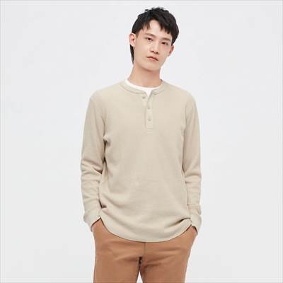 ユニクロのワッフルクルーネックtシャツ 長袖 はオシャレでふわっと 軽さと表情のあるデザインが魅力 ろんぶり