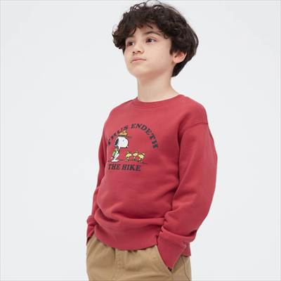 2022新作・ユニクロ×マスヌーピー(ピーナッツ)のコラボUT・キッズスウェットシャツ(長袖)