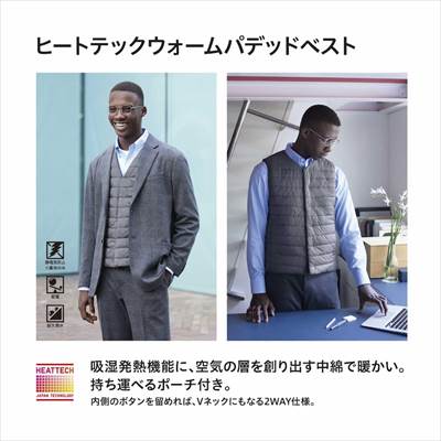 ユニクロの2022年秋冬新作・ヒートテックウォームパデッドベスト