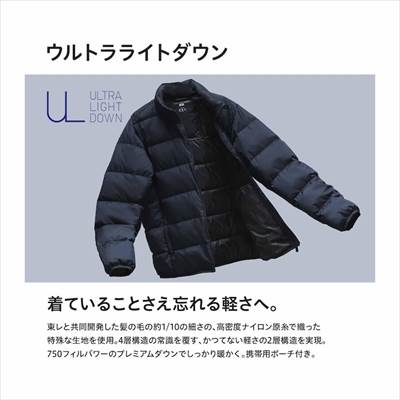 ユニクロの2022年秋冬新作・ウルトラライトダウンジャケット（3Dカット）