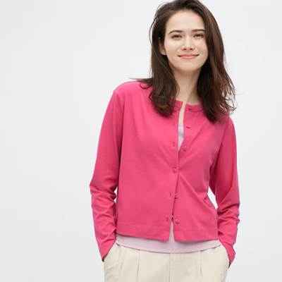 ユニクロのレディース・UVカットジャージークルーネックカーディガン(長袖)