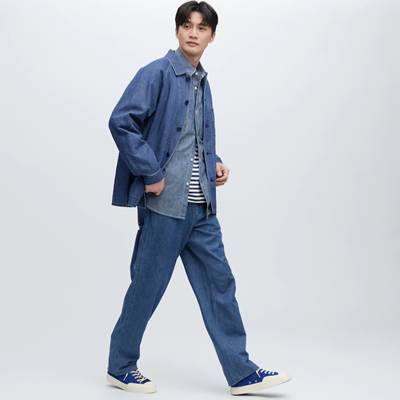 ユニクロのメンズ2023年春夏新作・デニムワークパンツ(コットンリネン)