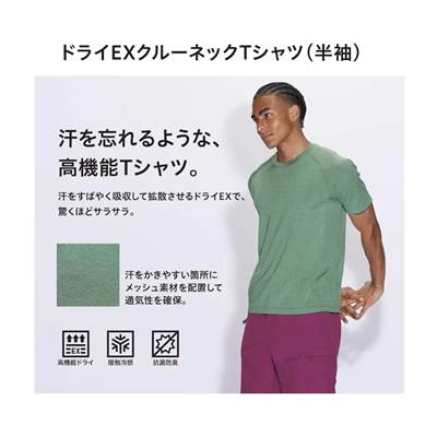 ユニクロのメンズ2023年春夏新作・ドライEXクルーネックTシャツ（半袖）