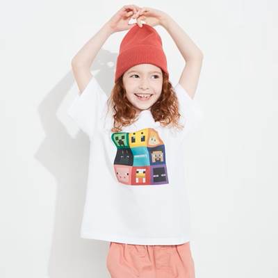 2023年新作ユニクロ×KIDS マインクラフト UT グラフィックTシャツ（半袖）
