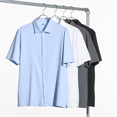 ユニクロのメンズ（男女兼用）2024年春夏新作・エアリズムコットンフルオープンポロシャツ（半袖）