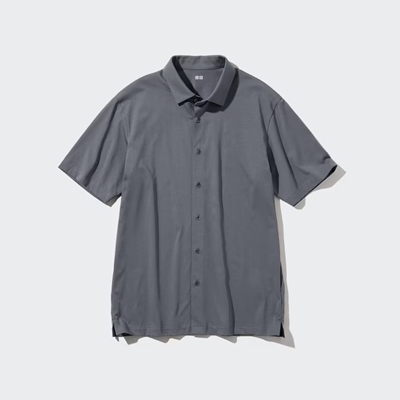 ユニクロのメンズ（男女兼用）2024年春夏新作・エアリズムコットンフルオープンポロシャツ（半袖）
